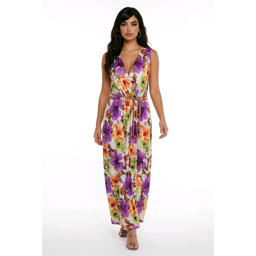 Seven Island Boho Sleeveless V-Neck Floral Maxi Dress Size L